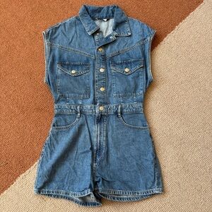 Zara Denim Shorts Romper